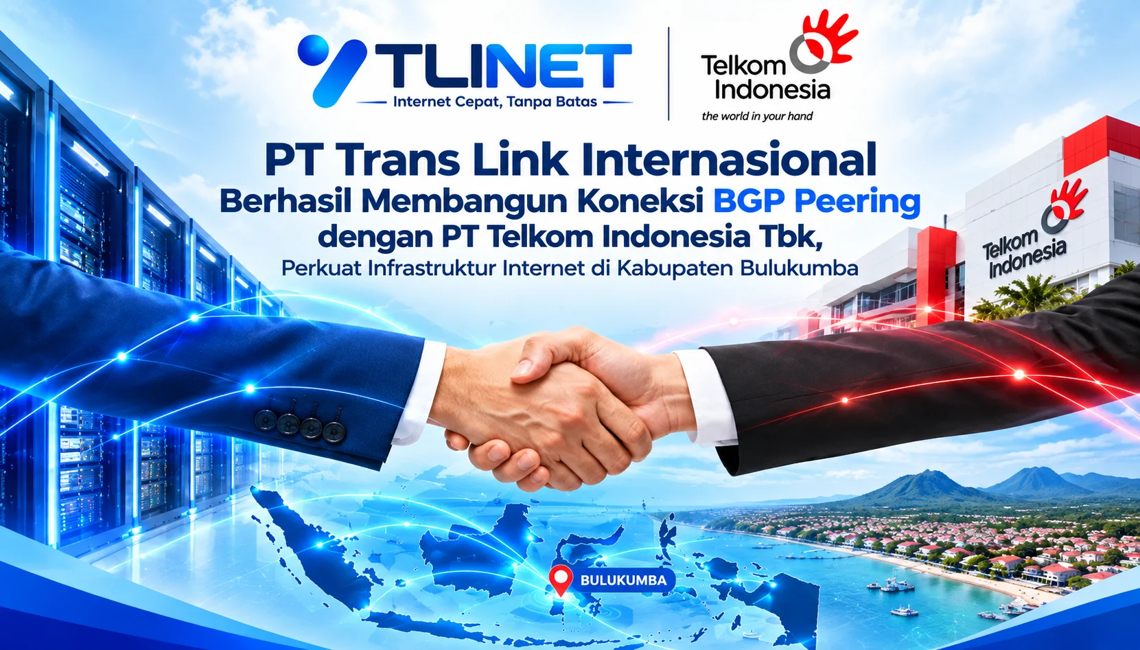 PT Trans Link Internasional Berhasil Membangun Koneksi BGP Peering dengan PT Telkom Indonesia Tbk, Perkuat Infrastruktur Internet di Kabupaten Bulukumba